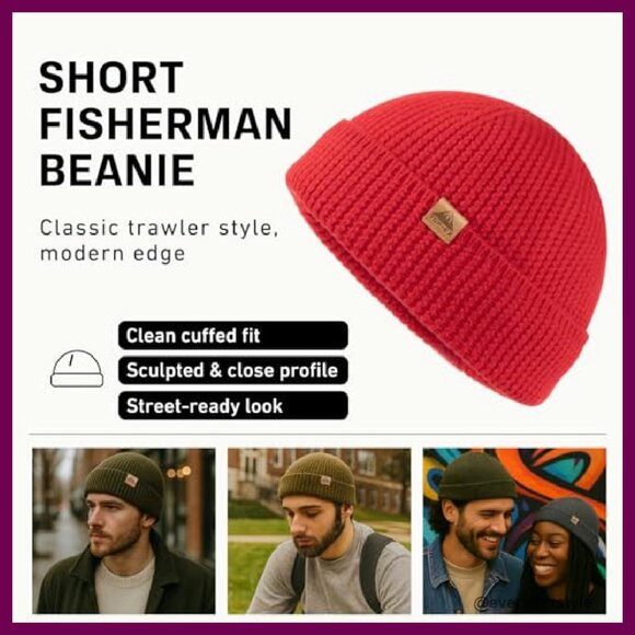 Merino Wool Fisherman Beanie Soft Warm Unisex Classic Trawler Cap Winter